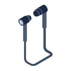 
A smartphone accessory to control audio functions, earphones isometric icon
