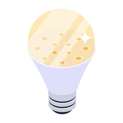 
Energy saver light bulb icon, isometric design of led bulb 
