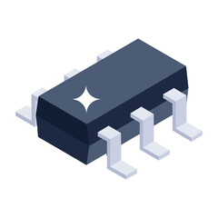 Fototapeta premium A single chip microcontroller icon, isometric style of integrated circuit 