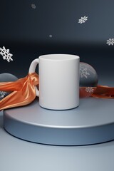 Cup of coffee on a winter background