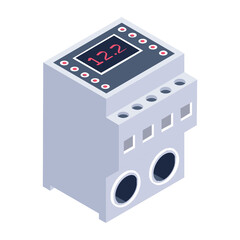 
Editable isometric style of changeover, circuit breaker button 
