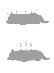 犬の鍼灸治療のシルエットイラストセット