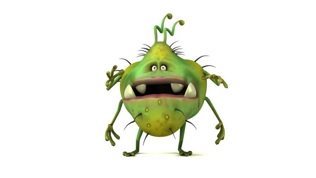 Fun 3D cartoon germ doing a presentation