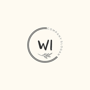 WI Beauty vector initial logo, handwriting logo art design of initial signature, wedding, fashion, jewerly, boutique, floral and botanical with creative template for any company or business.