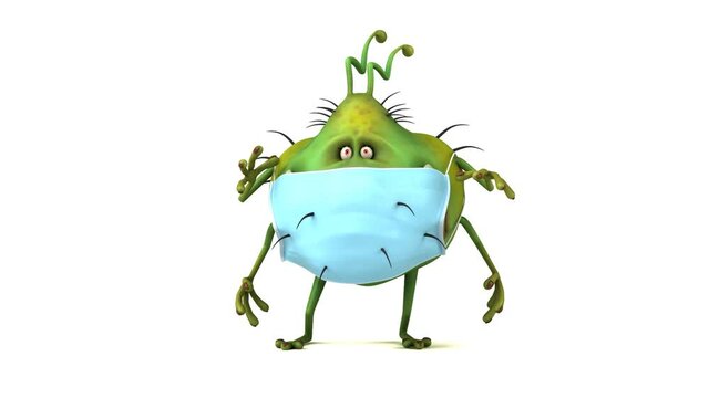 Fun 3D cartoon germ doing a presentation