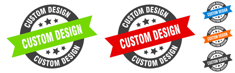 custom design stamp. custom design round ribbon sticker. tag