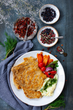 Breaded chicken schnitzel