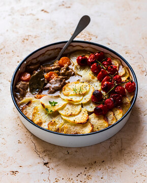 Lamb and Potato Pie with Roasted Tomatoes