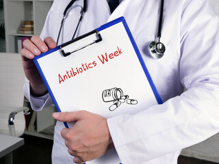 Medical concept meaning Antibiotics Week  with inscription on the page.