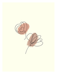 one line flowers poster