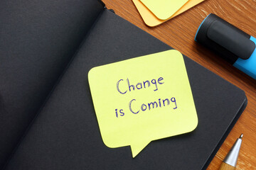 Conceptual photo about Change is Coming with written text.