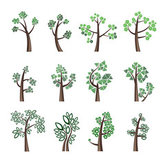 Trees. Collection of design elements. Icons set.