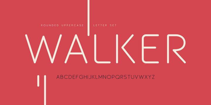 Vector rounded thin sans uppercase letter set, alphabet, typography