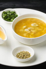 Azerbaijan tradition cuisine, mini dumplings in broth