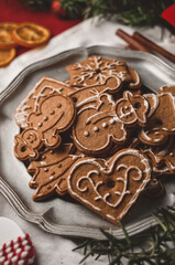 Traditional gingerbread cookies with icing