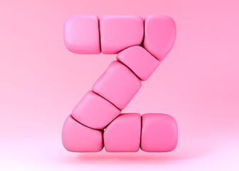 3d letter Z made of abstract pink inflated shapes