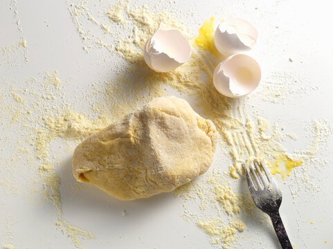 Pasta dough and egg shells