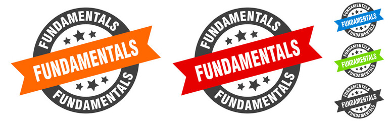 fundamentals stamp. fundamentals round ribbon sticker. tag