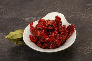 Dry tomato heap in the bowl