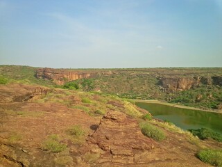 Naklejka premium The Rock-Cut Cave Temples Of Badami , Mystery of Karnataka,India