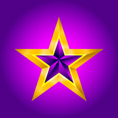 Obraz premium illustration of a purple gold star on steel background. vector file New year Christmas