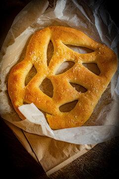 Fougasse on baking paper
