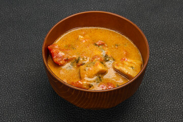 Traditional thai curry chicken soup