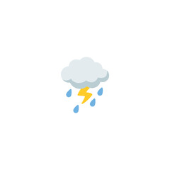 Cloud with Lightning and Rain vector isolated icon illustration. Cloud with Lightning and Rain icon