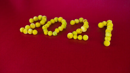 the date 2021 made from gooseberries