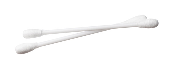 Cotton cleaning swabs isolated on white background