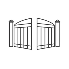Fotobehang black open modern gate- vector illustration © chrupka