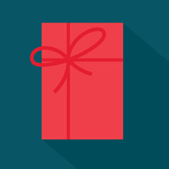 red christmas gift box with ribbon- vector illustration