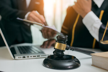 Male lawyer or judge consult having team meeting with client, Law and Legal services concept