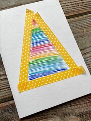 learning how to draw a rainbow Christmas tree, kids DIY.