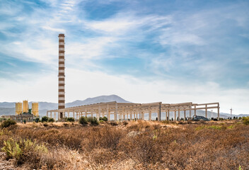 Huge unfinished industrial plant near Cagliari, Sardinia, Italy.