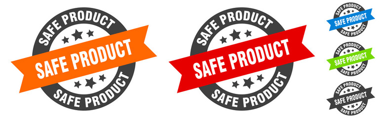 safe product stamp. safe product round ribbon sticker. tag