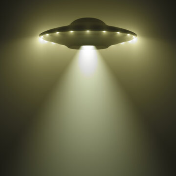 Unidentified Flying Object - UFO. Clipping Path Included. Your Text On Tractor Beam.