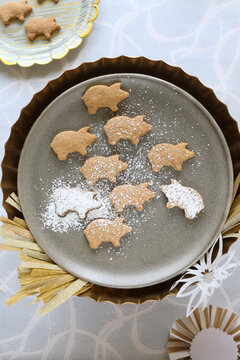 Homemade, gluten-free New Year's Eve pig biscuits