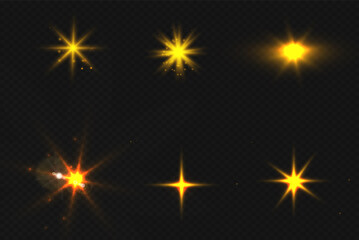 Fototapeta na wymiar Yellow glowing light burst explosion with transparent. Vector illustration for cool effect decoration with ray sparkles. Bright star. Transparent shine gradient glitter, bright flare. Glare texture.