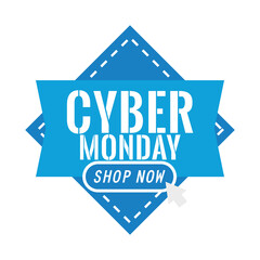 cyber monday lettering in diamond frame vector illustration design