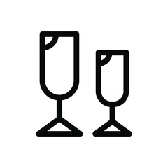 Two glasses. Drink. Happy New Year related icons, icon, Merry Christmas, holidays, celebration, End Year holidays, outline icons on white background EPS Vector