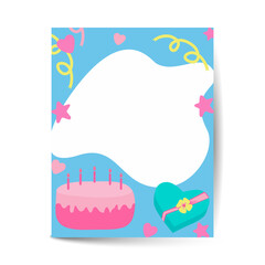 Vector birthday card design. Good for girls. in A4 size