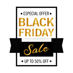 black friday sale lettering in square form frame vector illustration design