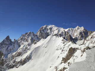 Mont Blanc mountain, winter Alps.