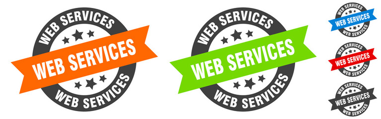 web services stamp. web services round ribbon sticker. tag