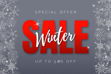 Horizontal silver winter discount poster