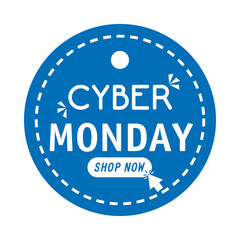 cyber monday lettering in circular tag vector illustration design