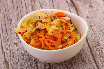 Spicy pickled cabbage with carrot
