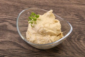 Vegan food - hummus with olive oil