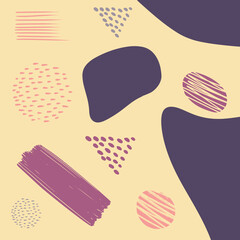 Hand drawn abstract memphis pattern texture with handmade elements, different decors. Texture can be used for wallpapers, prints, websites. white background EPS Vector
